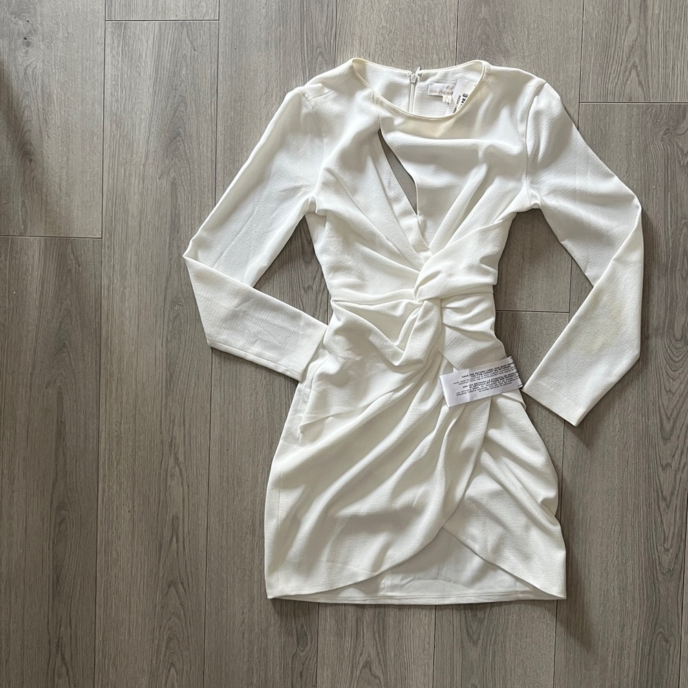 Dress The Population White Long Sleeve mini Dress NWT Wedding-Bridal-Party Ready